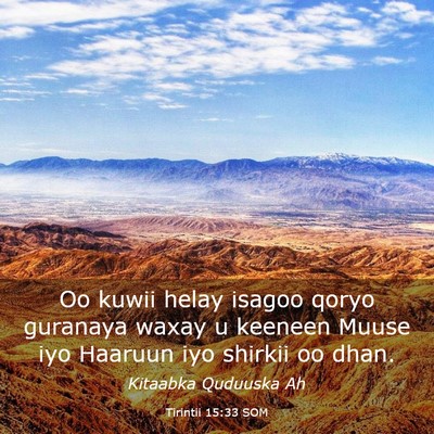 Picture 03 - Tirintii 15:33 SOM - Oo kuwii helay isagoo qoryo guranaya waxay u - Bible Verse Picture