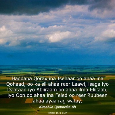 Picture 03 - Tirintii 16:1 SOM - Haddaba Qorax ina Isehaar oo ahaa ina Qohaad, oo - Bible Verse Picture