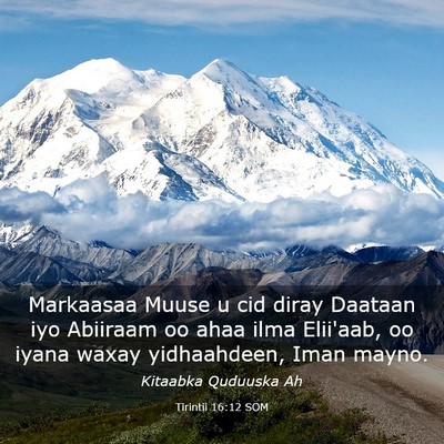 Picture 03 - Tirintii 16:12 SOM - Markaasaa Muuse u cid diray Daataan iyo Abiiraam - Bible Verse Picture