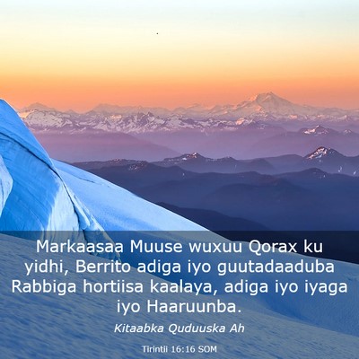 Picture 03 - Tirintii 16:16 SOM - Markaasaa Muuse wuxuu Qorax ku yidhi, Berrito - Bible Verse Picture