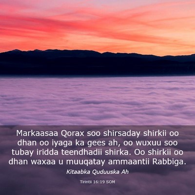 Picture 03 - Tirintii 16:19 SOM - Markaasaa Qorax soo shirsaday shirkii oo dhan oo - Bible Verse Picture
