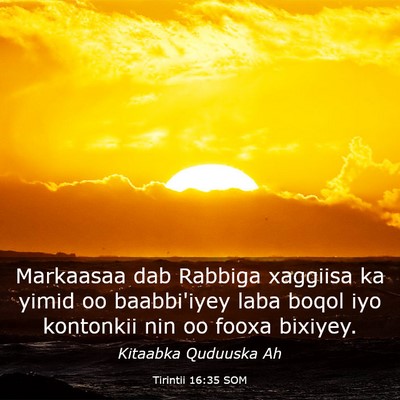 Picture 03 - Tirintii 16:35 SOM - Markaasaa dab Rabbiga xaggiisa ka yimid oo - Bible Verse Picture