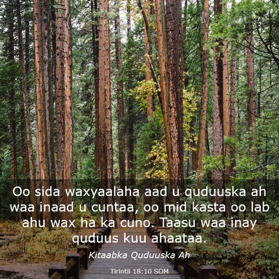 Picture 03 - Tirintii 18:10 SOM - Oo sida waxyaalaha aad u quduuska ah waa inaad u - Bible Verse Picture