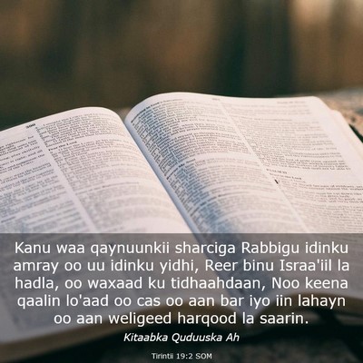 Picture 03 - Tirintii 19:2 SOM - Kanu waa qaynuunkii sharciga Rabbigu idinku amray - Bible Verse Picture