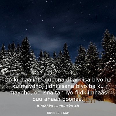 Picture 03 - Tirintii 19:8 SOM - Oo kii qaalinta gubona dharkiisa biyo ha ku - Bible Verse Picture