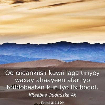 Picture 03 - Tirintii 2:4 SOM - Oo ciidankiisii kuwii laga tiriyey waxay ahaayeen - Bible Verse Picture