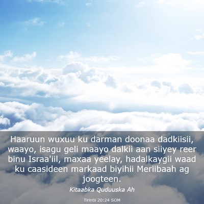 Picture 03 - Tirintii 20:24 SOM - Haaruun wuxuu ku darman doonaa dadkiisii, waayo, - Bible Verse Picture