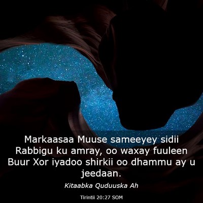 Picture 03 - Tirintii 20:27 SOM - Markaasaa Muuse sameeyey sidii Rabbigu ku amray, - Bible Verse Picture