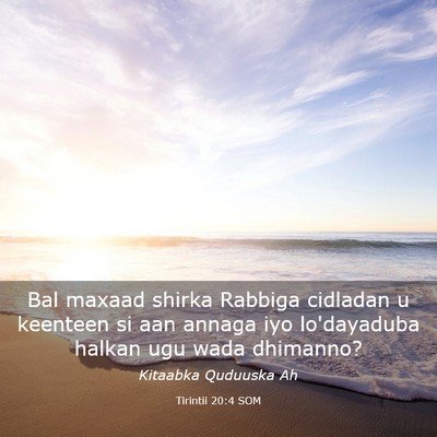 Picture 03 - Tirintii 20:4 SOM - Bal maxaad shirka Rabbiga cidladan u keenteen si - Bible Verse Picture