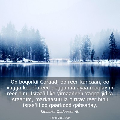 Picture 03 - Tirintii 21:1 SOM - Oo boqorkii Caraad, oo reer Kancaan, oo xagga - Bible Verse Picture