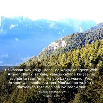 Picture 03 - Tirintii 21:13 SOM - Halkaasna way ka guureen, oo waxay deggeen Webi - Bible Verse Picture