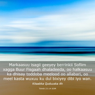 Picture 03 - Tirintii 23:14 SOM - Markaasuu isagii geeyey berrinkii Sofiim xagga - Bible Verse Picture