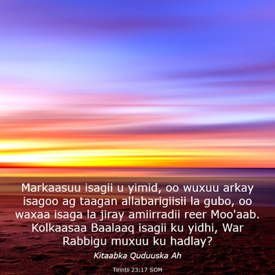 Picture 03 - Tirintii 23:17 SOM - Markaasuu isagii u yimid, oo wuxuu arkay isagoo - Bible Verse Picture