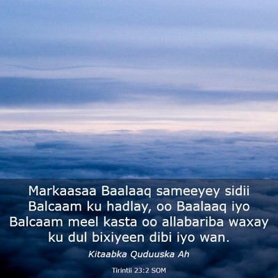 Picture 03 - Tirintii 23:2 SOM - Markaasaa Baalaaq sameeyey sidii Balcaam ku - Bible Verse Picture