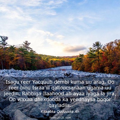 Picture 03 - Tirintii 23:21 SOM - Isagu reer Yacquub dembi kuma uu arag, Oo reer - Bible Verse Picture