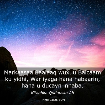 Picture 03 - Tirintii 23:25 SOM - Markaasaa Baalaaq wuxuu Balcaam ku yidhi, War - Bible Verse Picture
