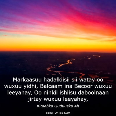 Picture 03 - Tirintii 24:15 SOM - Markaasuu hadalkiisii sii watay oo wuxuu yidhi, - Bible Verse Picture