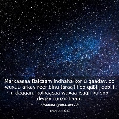 Picture 03 - Tirintii 24:2 SOM - Markaasaa Balcaam indhaha kor u qaaday, oo wuxuu - Bible Verse Picture