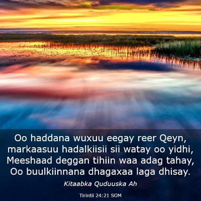 Picture 03 - Tirintii 24:21 SOM - Oo haddana wuxuu eegay reer Qeyn, markaasuu - Bible Verse Picture