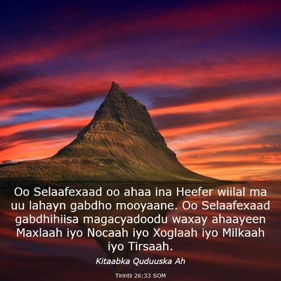 Picture 03 - Tirintii 26:33 SOM - Oo Selaafexaad oo ahaa ina Heefer wiilal ma uu - Bible Verse Picture