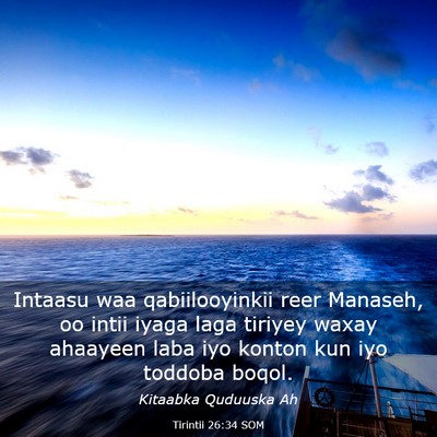 Picture 03 - Tirintii 26:34 SOM - Intaasu waa qabiilooyinkii reer Manaseh, oo intii - Bible Verse Picture