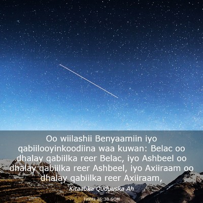 Picture 03 - Tirintii 26:38 SOM - Oo wiilashii Benyaamiin iyo qabiilooyinkoodiina - Bible Verse Picture