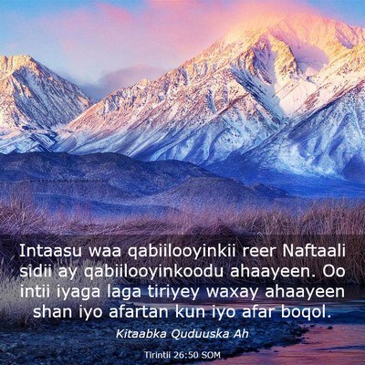 Picture 03 - Tirintii 26:50 SOM - Intaasu waa qabiilooyinkii reer Naftaali sidii ay - Bible Verse Picture