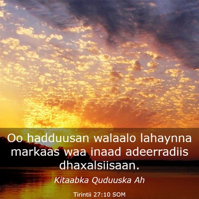 Picture 03 - Tirintii 27:10 SOM - Oo hadduusan walaalo lahaynna markaas waa inaad - Bible Verse Picture