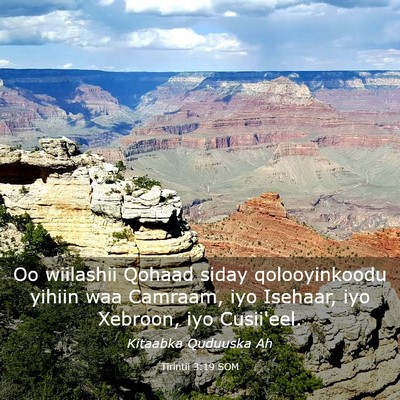 Picture 03 - Tirintii 3:19 SOM - Oo wiilashii Qohaad siday qolooyinkoodu yihiin - Bible Verse Picture