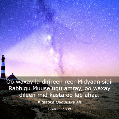 Picture 03 - Tirintii 31:7 SOM - Oo waxay la dirireen reer Midyaan sidii Rabbigu - Bible Verse Picture