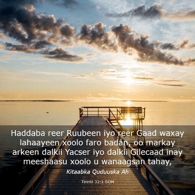 Picture 03 - Tirintii 32:1 SOM - Haddaba reer Ruubeen iyo reer Gaad waxay - Bible Verse Picture