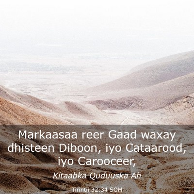 Picture 03 - Tirintii 32:34 SOM - Markaasaa reer Gaad waxay dhisteen Diboon, iyo - Bible Verse Picture