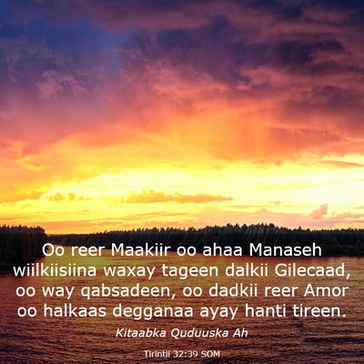 Picture 03 - Tirintii 32:39 SOM - Oo reer Maakiir oo ahaa Manaseh wiilkiisiina - Bible Verse Picture