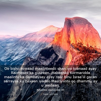 Picture 03 - Tirintii 33:3 SOM - Oo bishii kowaad maalinteedii shan iyo tobnaad - Bible Verse Picture