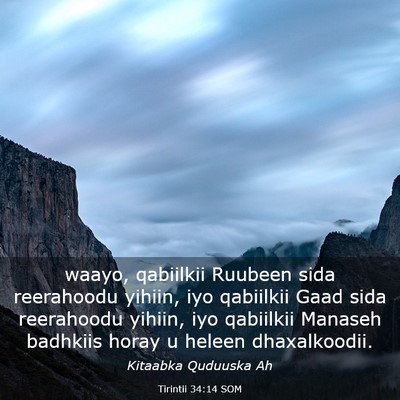 Picture 03 - Tirintii 34:14 SOM - waayo, qabiilkii Ruubeen sida reerahoodu yihiin, - Bible Verse Picture