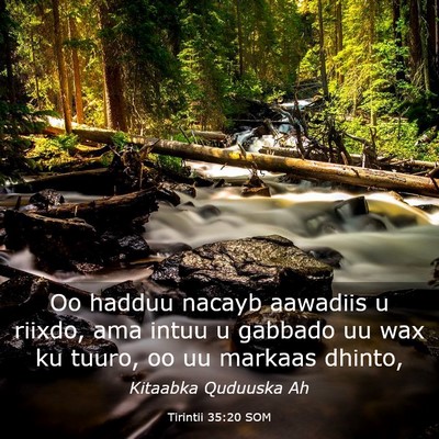 Picture 03 - Tirintii 35:20 SOM - Oo hadduu nacayb aawadiis u riixdo, ama intuu u - Bible Verse Picture