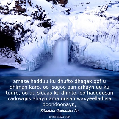 Picture 03 - Tirintii 35:23 SOM - amase hadduu ku dhufto dhagax qof u dhiman karo, - Bible Verse Picture