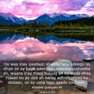 Picture 03 - Tirintii 4:12 SOM - Oo waa inay qaadaan alaabta lagu adeego oo dhan - Bible Verse Picture