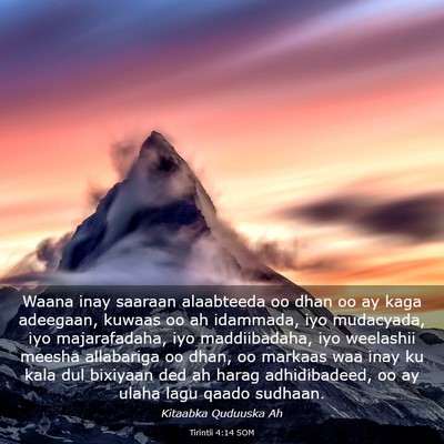 Picture 03 - Tirintii 4:14 SOM - Waana inay saaraan alaabteeda oo dhan oo ay kaga - Bible Verse Picture