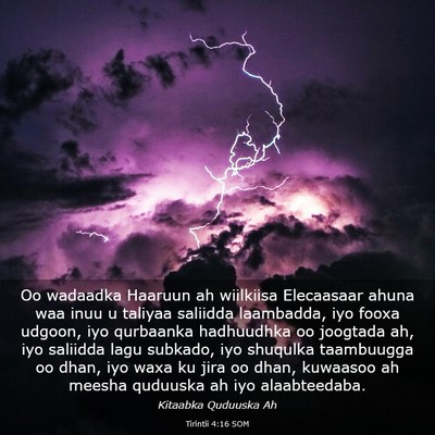 Picture 03 - Tirintii 4:16 SOM - Oo wadaadka Haaruun ah wiilkiisa Elecaasaar ahuna - Bible Verse Picture