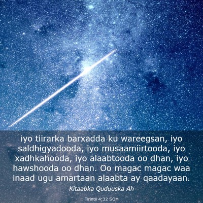 Picture 03 - Tirintii 4:32 SOM - iyo tiirarka barxadda ku wareegsan, iyo - Bible Verse Picture