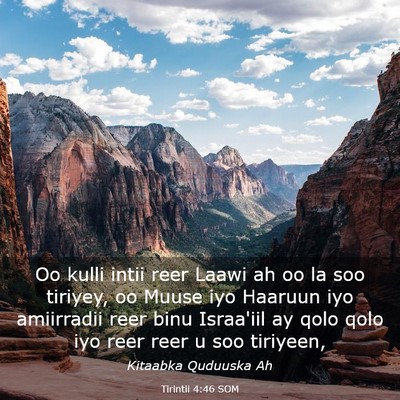 Picture 03 - Tirintii 4:46 SOM - Oo kulli intii reer Laawi ah oo la soo tiriyey, - Bible Verse Picture