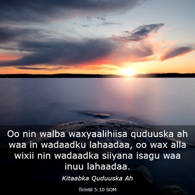 Picture 03 - Tirintii 5:10 SOM - Oo nin walba waxyaalihiisa quduuska ah waa in - Bible Verse Picture