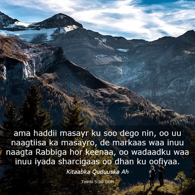 Picture 03 - Tirintii 5:30 SOM - ama haddii masayr ku soo dego nin, oo uu - Bible Verse Picture