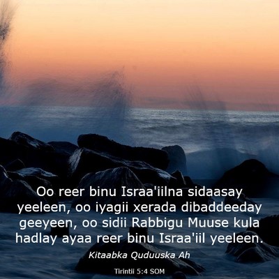 Picture 03 - Tirintii 5:4 SOM - Oo reer binu Israa'iilna sidaasay yeeleen, oo - Bible Verse Picture