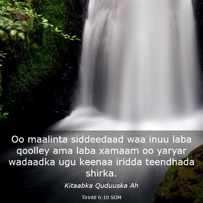Picture 03 - Tirintii 6:10 SOM - Oo maalinta siddeedaad waa inuu laba qoolley ama - Bible Verse Picture