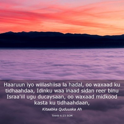 Picture 03 - Tirintii 6:23 SOM - Haaruun iyo wiilashiisa la hadal, oo waxaad ku - Bible Verse Picture