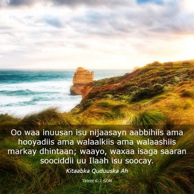 Picture 03 - Tirintii 6:7 SOM - Oo waa inuusan isu nijaasayn aabbihiis ama - Bible Verse Picture
