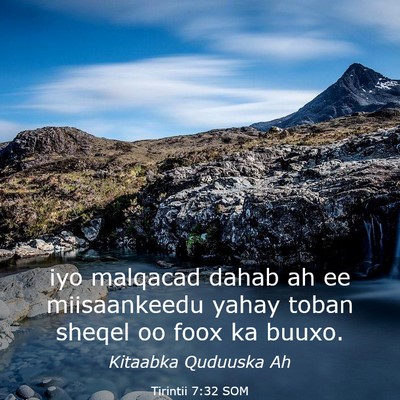Picture 03 - Tirintii 7:32 SOM - iyo malqacad dahab ah ee miisaankeedu yahay toban - Bible Verse Picture