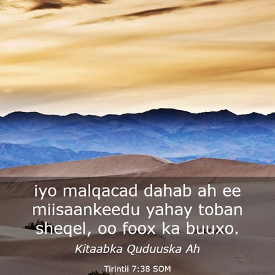 Picture 03 - Tirintii 7:38 SOM - iyo malqacad dahab ah ee miisaankeedu yahay toban - Bible Verse Picture